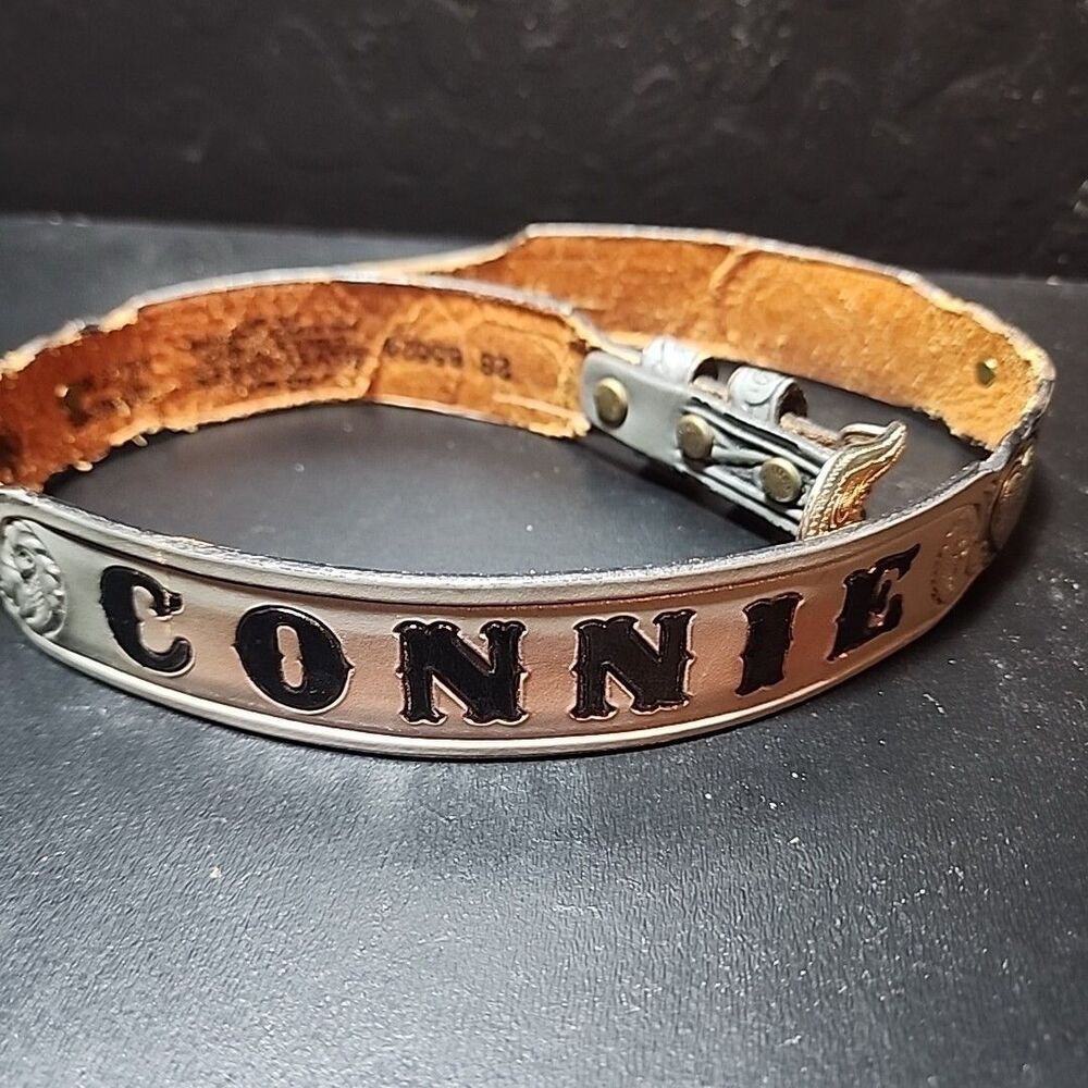 Vintage Silver Creek Leather Belt "Connie" Personalized Design With Etched Heart